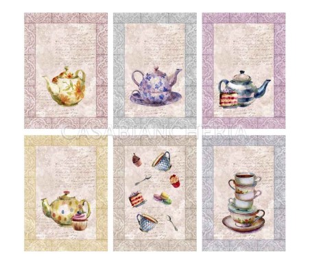 Casabiancheria.it | Strofinaccio Tiffany Tea Pot set 6 pezzi strofinacci di cotone da cucina