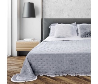 Casabiancheria.it | Copriletto trapuntato matrimoniale con volant Arles trapuntino estivo shabby chic