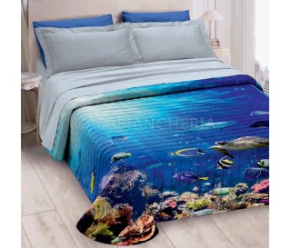 Casabiancheria.it | Copriletto trapuntato matrimoniale Sea Barrier  trapuntino singol matrimoniale tema mare