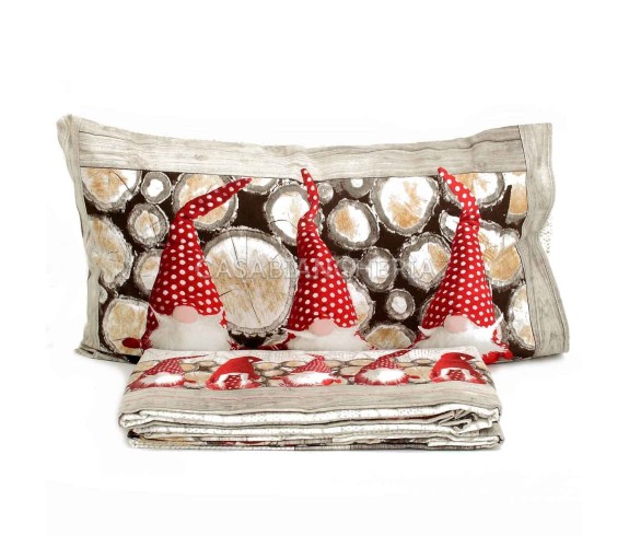 Casabiancheria.it | Completo lenzuola di flanella Gnomi lenzuola in flanella singoli 1 piazza e mezza