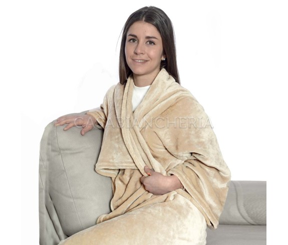 Casabiancheria.it | Plaid Tv con maniche Carol  plaid di pile da divano con maniche