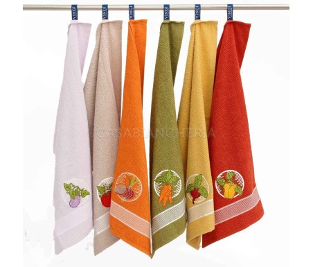 Casabiancheria.it | Strofinaccio di spugna Clarissa set 6 pezzi strofinacci di spugna ricamati