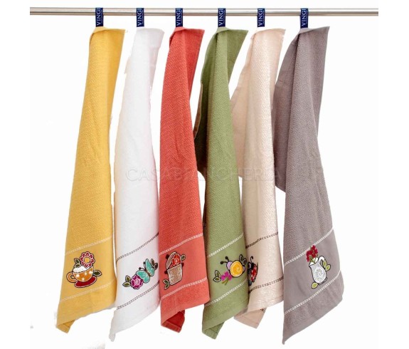 Casabiancheria.it | Strofinaccio di spugna Susy set 6 pezzi asciugamani da cucina in spugna 