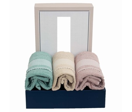 Casabiancheria.it | 3 Coppie asciugamano e ospite Pois set asciugamani di spugna