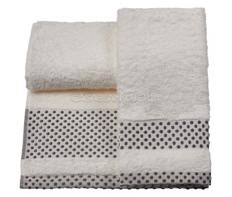 Casabiancheria.it | 3 Coppie asciugamano e ospite Pois set asciugamani di spugna