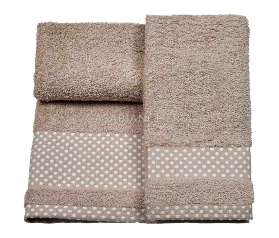 Casabiancheria.it | 3 Coppie asciugamano e ospite Pois set asciugamani di spugna
