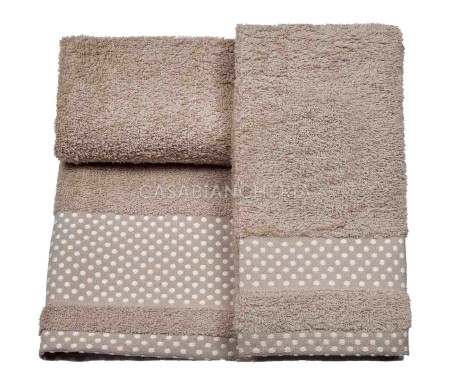 Casabiancheria.it | 3 Coppie asciugamano e ospite Pois set asciugamani di spugna