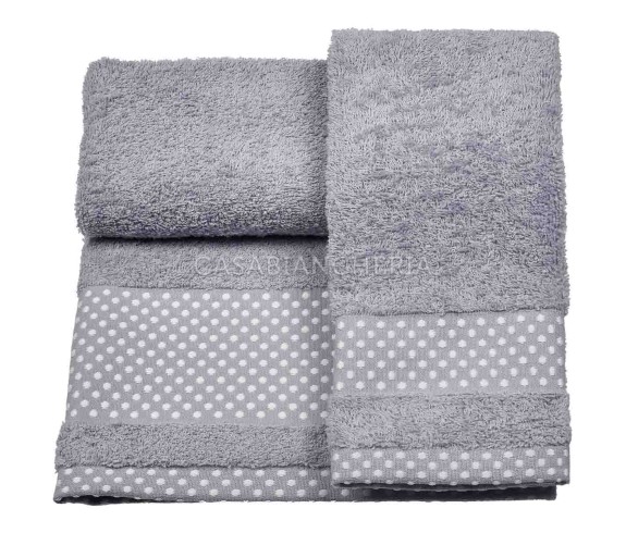 Casabiancheria.it | 3 Coppie asciugamano e ospite Pois set asciugamani di spugna
