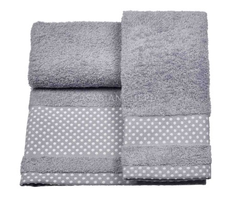 Casabiancheria.it | 3 Coppie asciugamano e ospite Pois set asciugamani di spugna