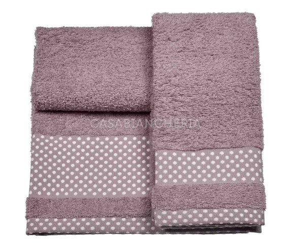 Casabiancheria.it | 3 Coppie asciugamano e ospite Pois set asciugamani di spugna