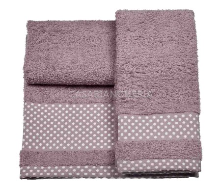 Casabiancheria.it | 3 Coppie asciugamano e ospite Pois set asciugamani di spugna