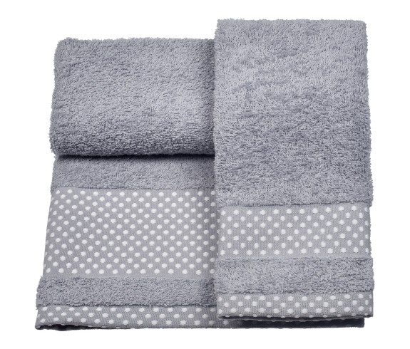 Casabiancheria.it | 3 Coppie asciugamano e ospite Pois set asciugamani di spugna