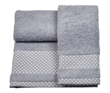 Casabiancheria.it | 3 Coppie asciugamano e ospite Pois set asciugamani di spugna