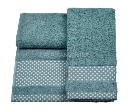 Casabiancheria.it | 3 Coppie asciugamano e ospite Pois set asciugamani di spugna