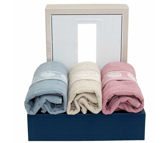 Casabiancheria.it | 3 Coppie asciugamano e ospite Valentina set asciugamani di spugna