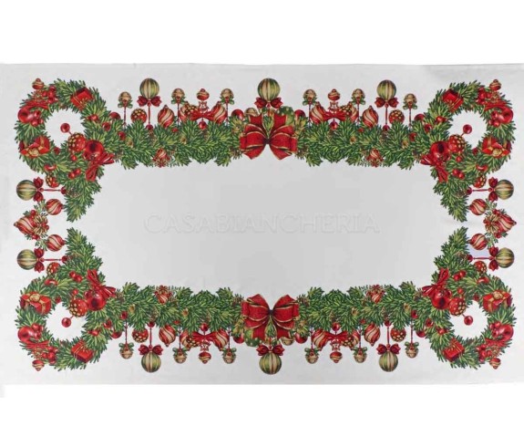Casabiancheria.it | Tovaglia natalizia Piazza Pitti Ghirlanda tovaglie di Natale in cotone