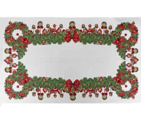 Casabiancheria.it | Tovaglia natalizia Piazza Pitti Ghirlanda tovaglie di Natale in cotone