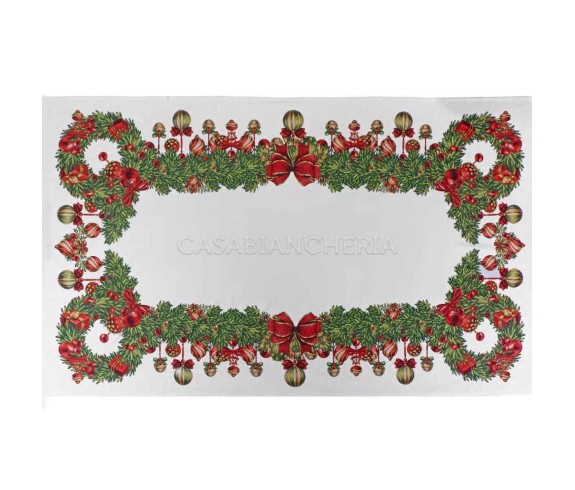 Casabiancheria.it | Tovaglia natalizia Piazza Pitti Ghirlanda tovaglie di Natale in cotone