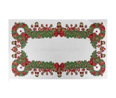 Casabiancheria.it | Tovaglia natalizia Piazza Pitti Ghirlanda tovaglie di Natale in cotone