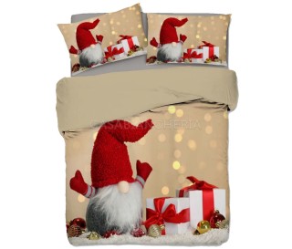 Casabiancheria.it | Parure copripiumino matrimoniale Gnomo Natalino copripiumini di cotone natalizi