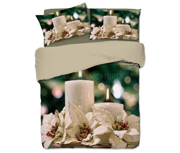 Casabiancheria.it | Parure copripiumino matrimoniale Bianco Natale copripiumini di cotone natalizi