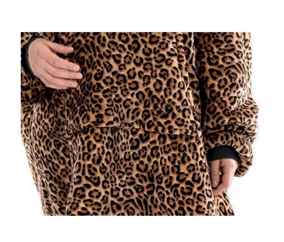 Casabiancheria.it | Felpone di pile con agnellino Leopard con cappuccio vestaglia da camera in pile amazon vestaglia in pile