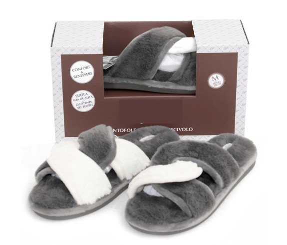 Casabiancheria.it | Pantofole donna in peluche Cross con antiscivolo Ciabatte Pelose Pantofole Pelliccia Comode Morbido Antisciv