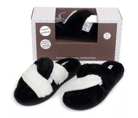 Casabiancheria.it | Pantofole donna in peluche Cross con antiscivolo Ciabatte Pelose Pantofole Pelliccia Comode Morbido Antisciv