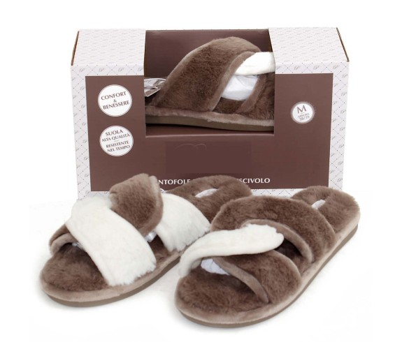 Casabiancheria.it | Pantofole donna in peluche Cross con antiscivolo Ciabatte Pelose Pantofole Pelliccia Comode Morbido Antisciv