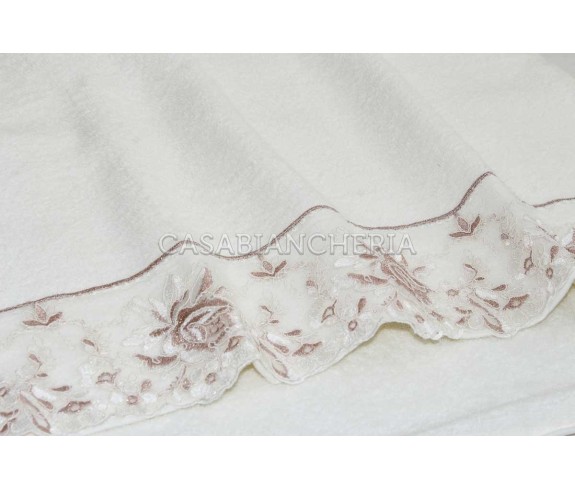 Casabiancheria.it | Coppia asciugamani di spugna Desiree con pizzo asciugamano viso e ospite amazon set asciugamano viso e ospit