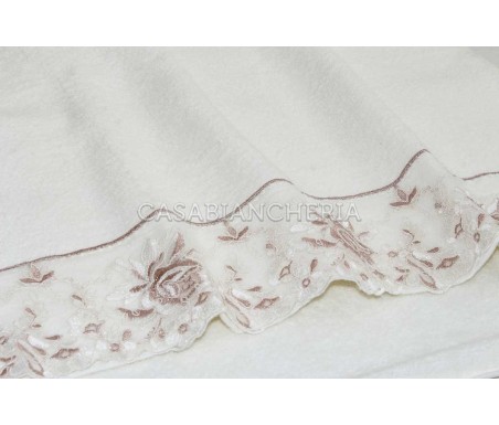 Casabiancheria.it | Coppia asciugamani di spugna Desiree con pizzo asciugamano viso e ospite amazon set asciugamano viso e ospit