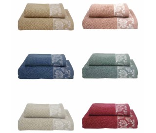 Casabiancheria.it | Coppia asciugamani di spugna Rachele bordo jacquard set di asciugamani spugna amazon asciugamano viso e ospi