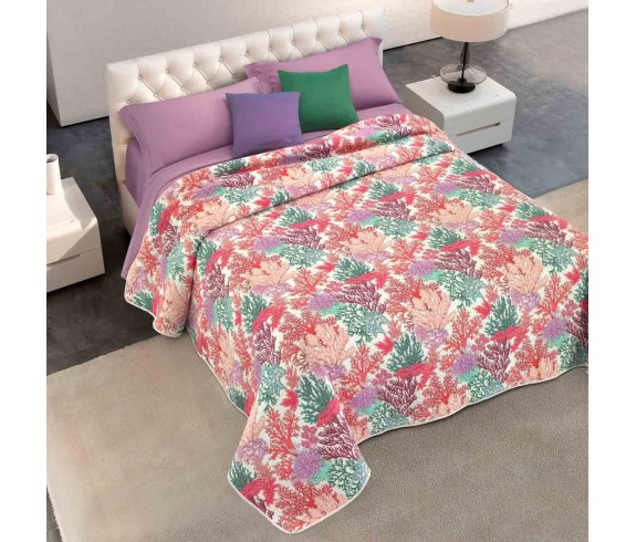 Casabiancheria.it | Copriletto trapuntato matrimoniale jacquard Corallo trapuntini leggeri copriletti da mezza stagione