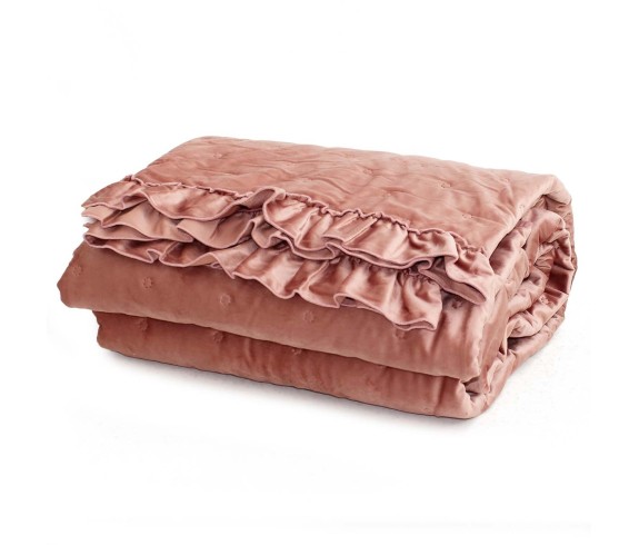 Casabiancheria.it | Copriletto trapuntato matrimoniale con volant Allure in velluto trapuntino leggero amazon copriletto estivo 