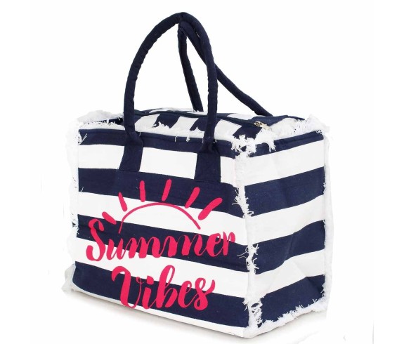 Casabiancheria.it | Borsa da mare con cerniera Summer Vibes borsa da spiaggia in tessuto con tasche e cerniera