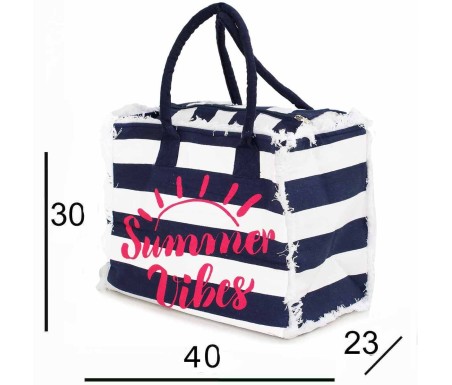 Casabiancheria.it | Borsa da mare con cerniera Summer Vibes borsa da spiaggia in tessuto con tasche e cerniera