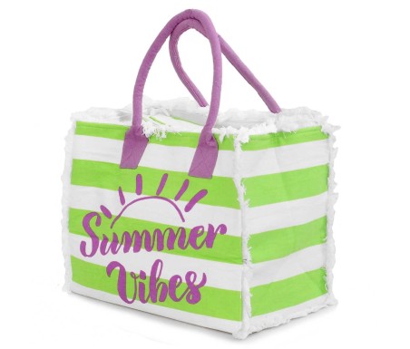 Casabiancheria.it | Borsa da mare con cerniera Summer Vibes borsa da spiaggia in tessuto con tasche e cerniera