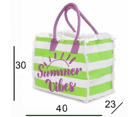 Casabiancheria.it | Borsa da mare con cerniera Summer Vibes borsa da spiaggia in tessuto con tasche e cerniera