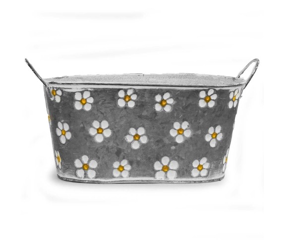 Casabiancheria.it | Portavaso Foxglove in metallo zincato con manici vasetti in metallo portavaso da interno e esterno