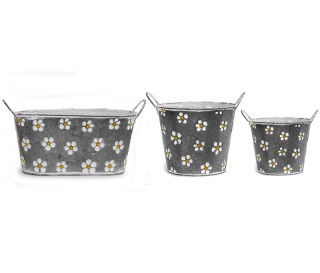 Casabiancheria.it | Portavaso Foxglove in metallo zincato con manici vasetti in metallo portavaso da interno e esterno 2