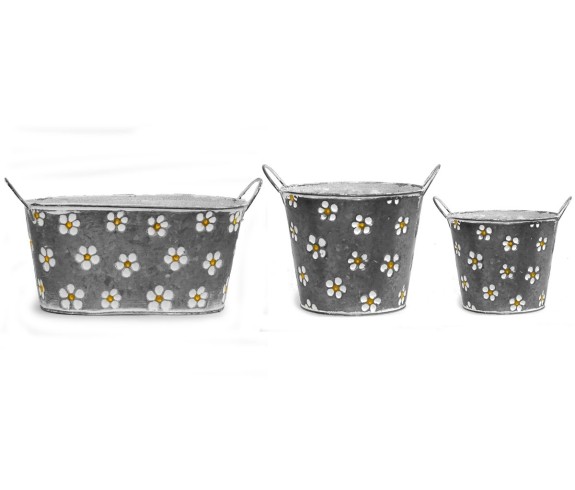 Casabiancheria.it | Portavaso Foxglove in metallo zincato con manici vasetti in metallo portavaso da interno e esterno