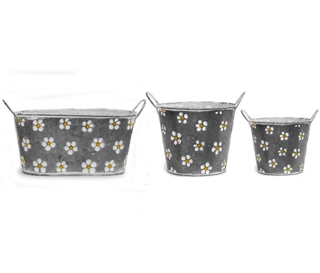 Casabiancheria.it | Portavaso Foxglove in metallo zincato con manici vasetti in metallo portavaso da interno e esterno