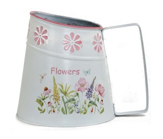 Casabiancheria.it | Portavaso Galanthus caraffa in metallo zincato con manici vasetti in metallo portavaso da interno e esterno