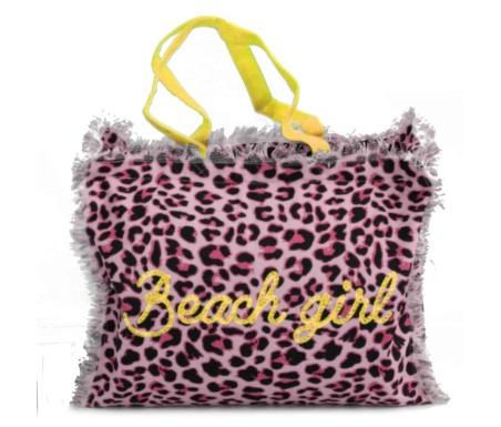 Casabiancheria.it | Borsa da mare con cerniera Leopard 40x30x18 cm borse mare con frange borse mare in tessuto