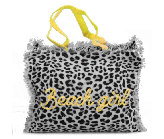 Casabiancheria.it | Borsa da mare con cerniera Leopard 40x30x18 cm borse mare con frange borse mare in tessuto