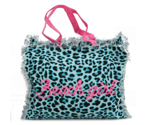 Casabiancheria.it | Borsa da mare con cerniera Leopard 40x30x18 cm borse mare con frange borse mare in tessuto