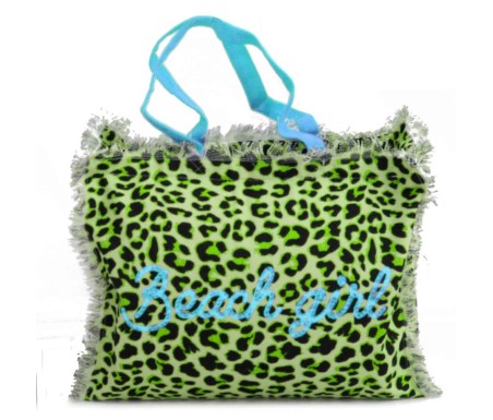 Casabiancheria.it | Borsa da mare con cerniera Leopard 40x30x18 cm borse mare con frange borse mare in tessuto