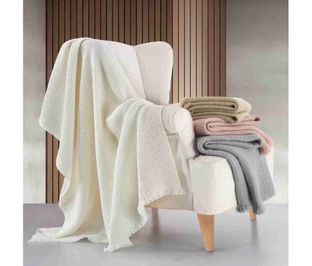 Casabiancheria.it | Plaid con frange Diana 140x180 a nido d’ape plaid amazon plaid caldi 