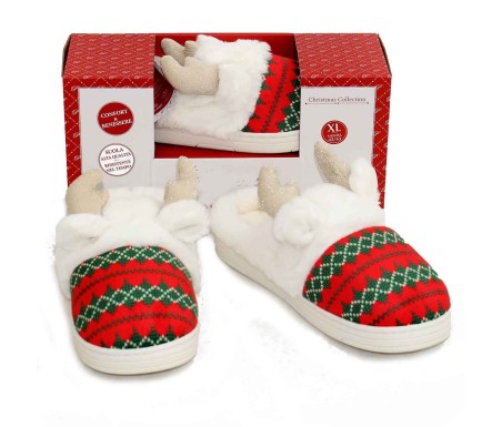 Casabiancheria.it | Pantofole donna natalizie in peluche Renna con antiscivolo Ciabatte Pelose Pantofole natalizie Pelliccia Com