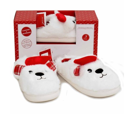 Casabiancheria.it | Pantofole natalizie in peluche Snow con antiscivolo Ciabatte Pelose Pantofole natalizie Pelliccia Comode Mor
